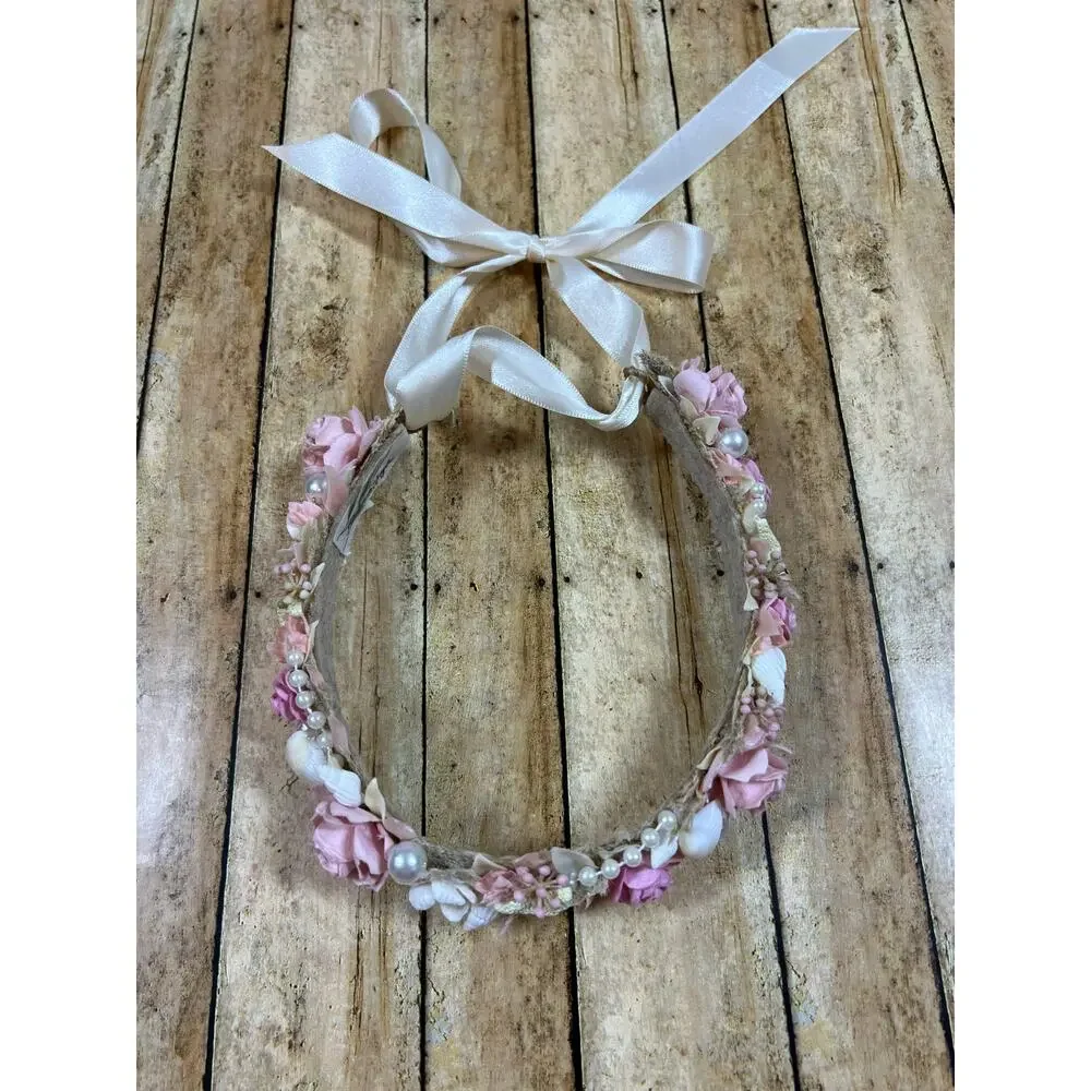Lorelei & Layla Pink Seaside Beach Halo Crown Floral Starfish Adjustable Tie
